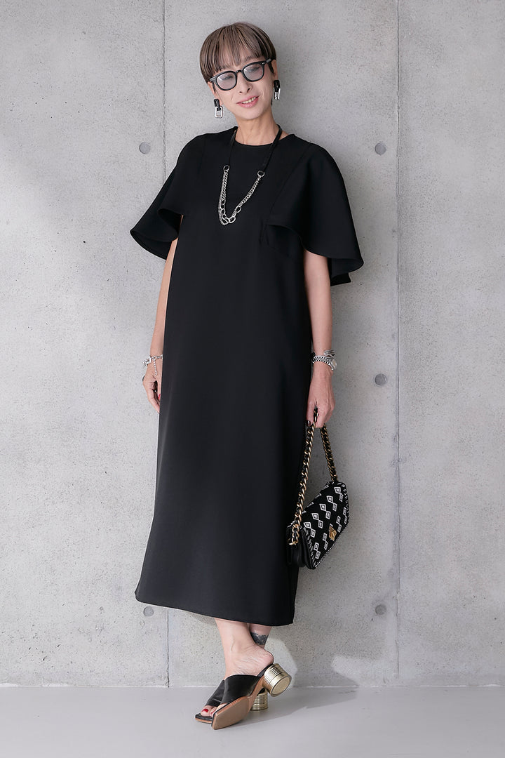 【予約】リネンタッチケープデザインワンピース