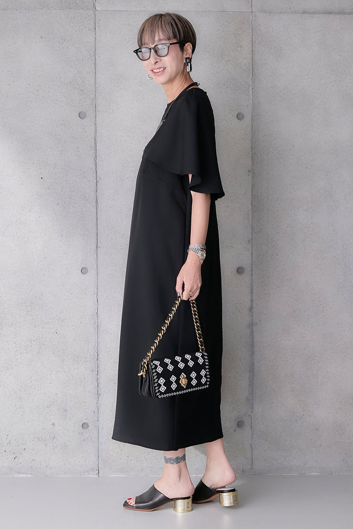 【予約】リネンタッチケープデザインワンピース