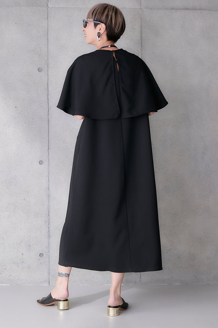 【予約】リネンタッチケープデザインワンピース