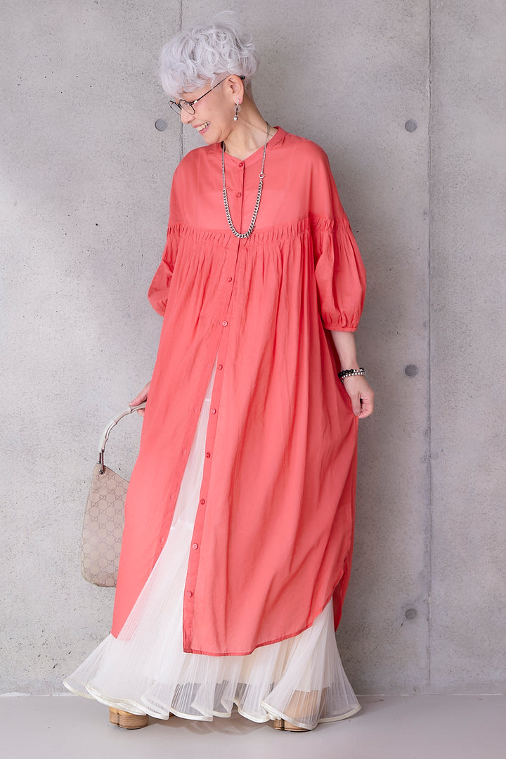 【SET】コットンボイルピンタックエアリーワンピース+2WAYラメサテンプリーツ×シアーティアードチュールスカート(2set)