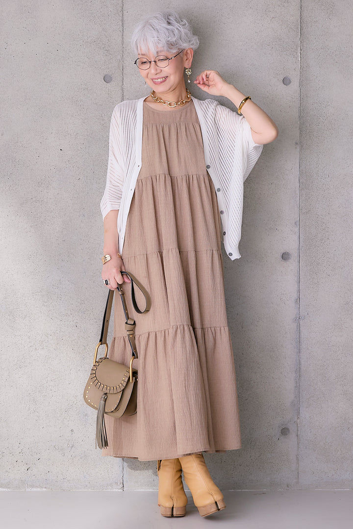 【予約】クレープジャガードティアードワンピース