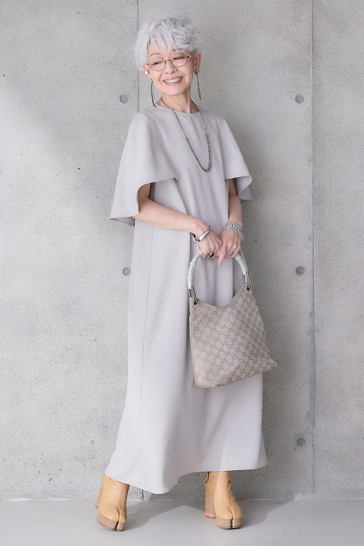 【予約】リネンタッチケープデザインワンピース