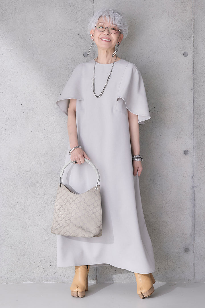 【予約】リネンタッチケープデザインワンピース