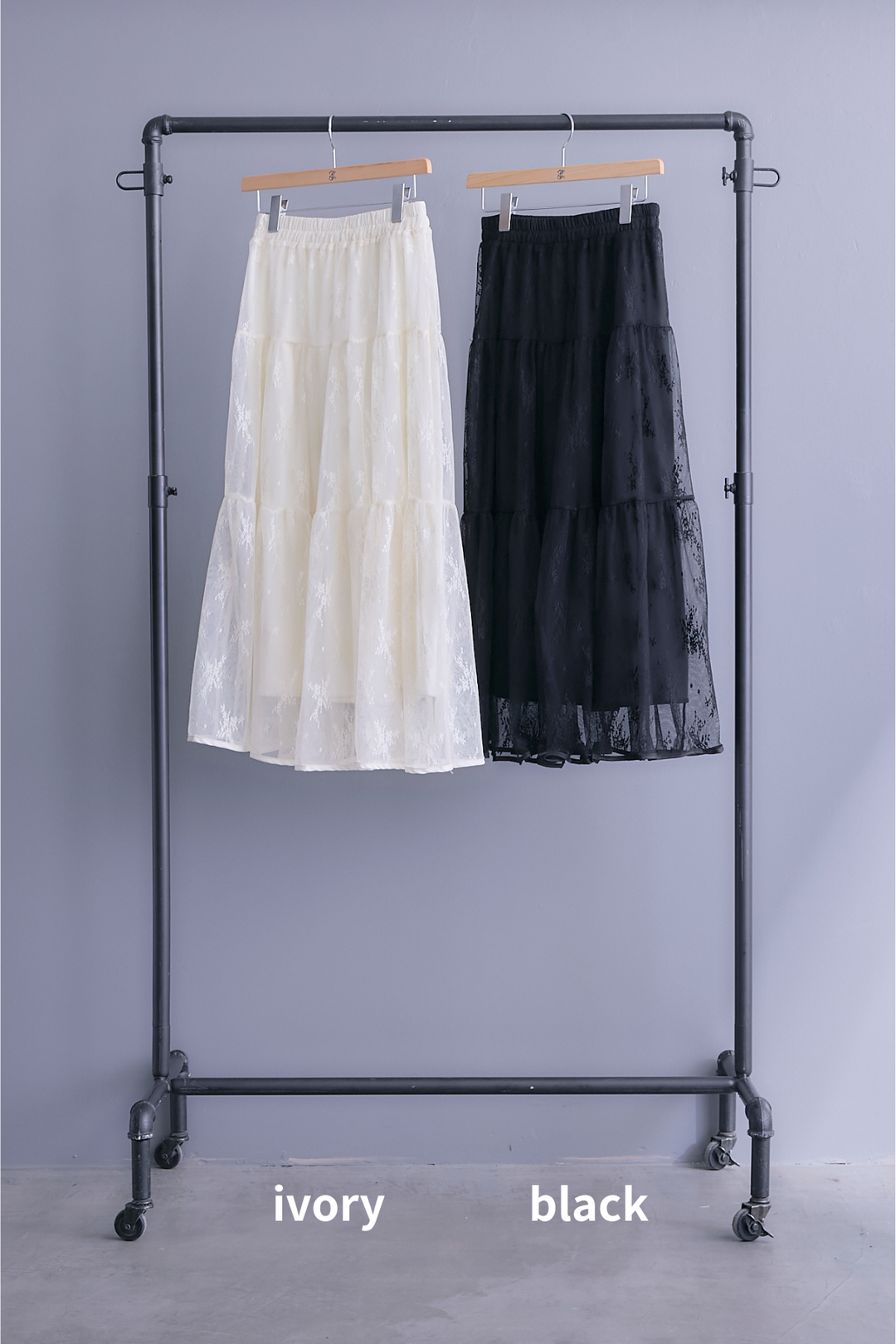 【SET】アシンメトリープリーツシャツワンピース+レースティアードスカート(2set)