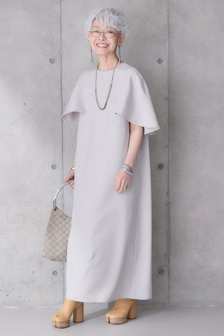 【予約】リネンタッチケープデザインワンピース