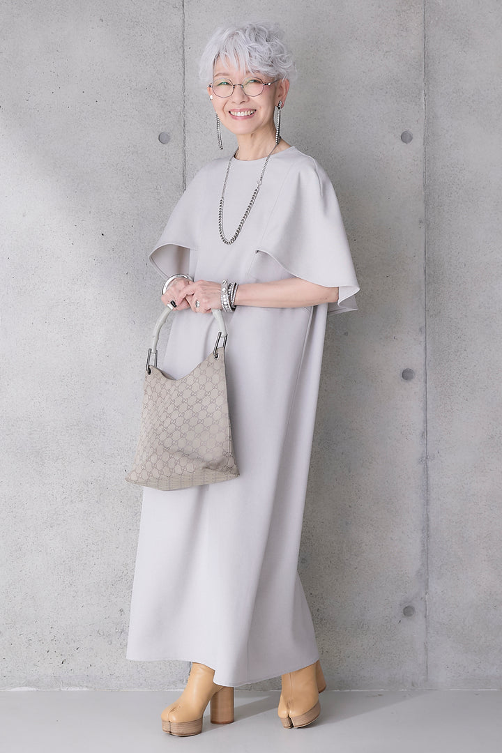 【予約】リネンタッチケープデザインワンピース