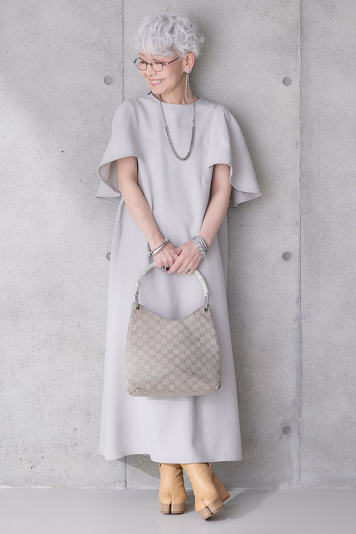 【予約】リネンタッチケープデザインワンピース