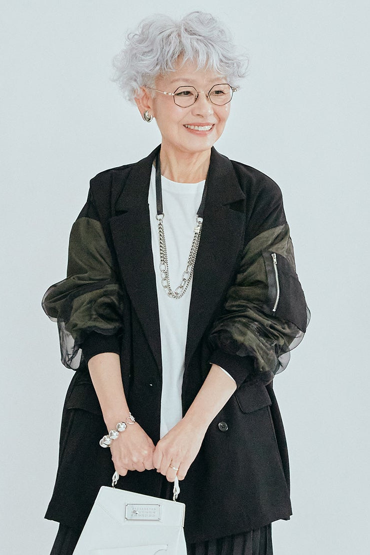 チュールレイヤード ジャケット 予約]チュールレイヤードVジャケット/アイボリー – Lumier