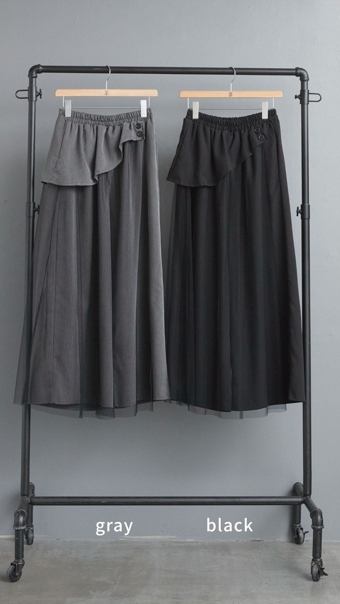 【SET】アレンジネックファーZIPニット+アシメチュールレイヤードワイドパンツ(2set)