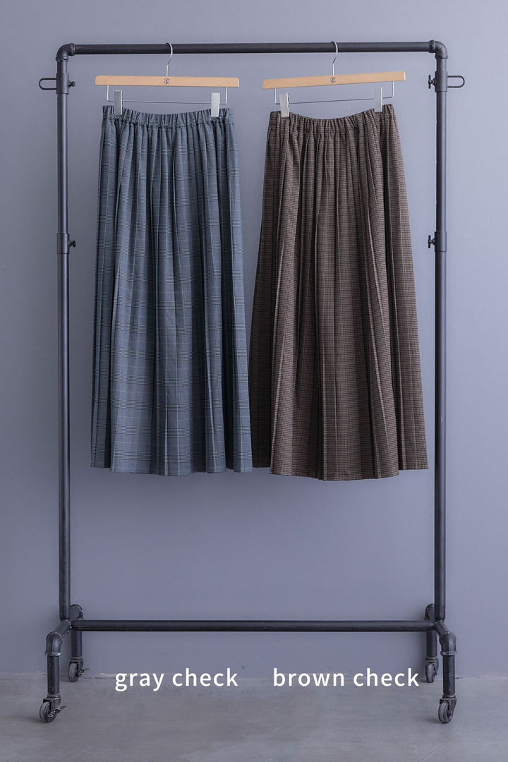 【SET】カーデケープVネックニット+グレンチェックプリーツスカート(2set)