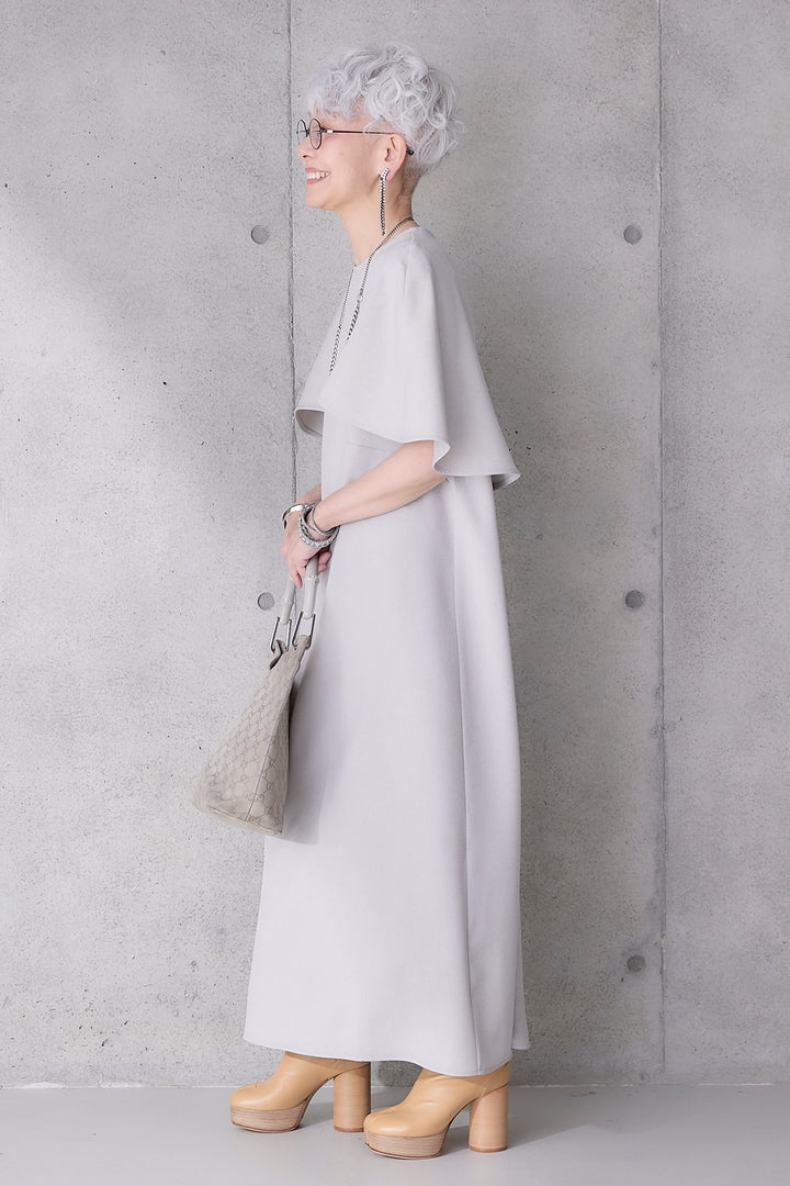 【予約】リネンタッチケープデザインワンピース