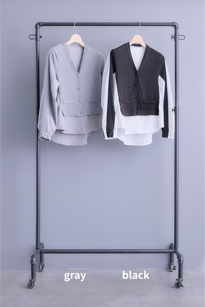 【予約】ブラウスドッキングデザインカーディガン