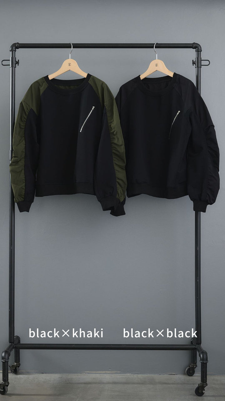 【予約】ZIPデザインギャザースリーブトップス
