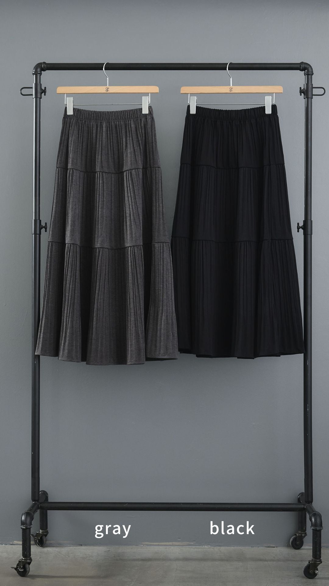 【SET】ドレープアシンメトリートップス+ニットプリーツティアードスカート(2set)