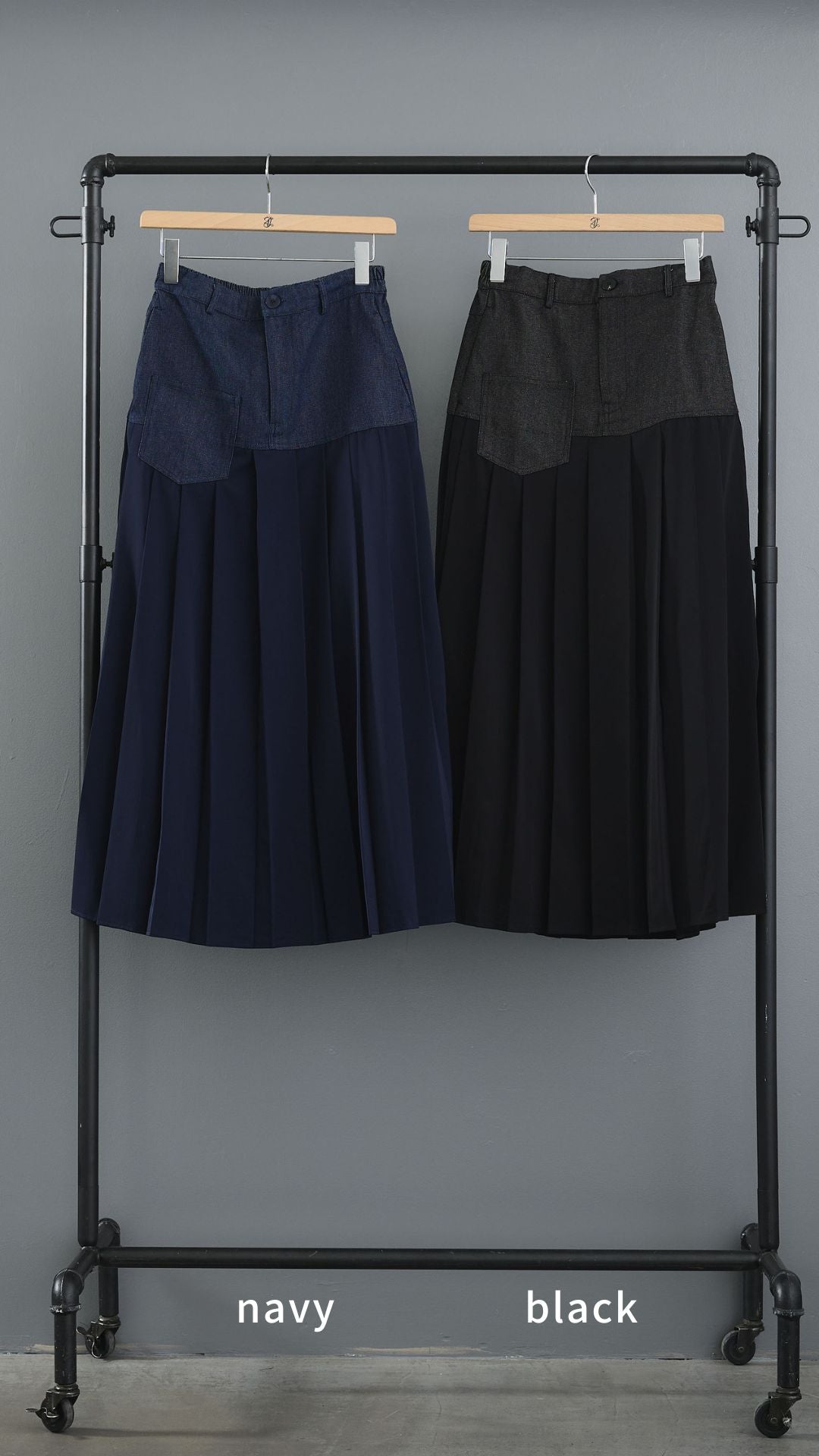 【SET】ヴィンテージアシンメトリーデニムシャツ+テディボアミディコート+デニムドッキングプリーツスカート(3set)