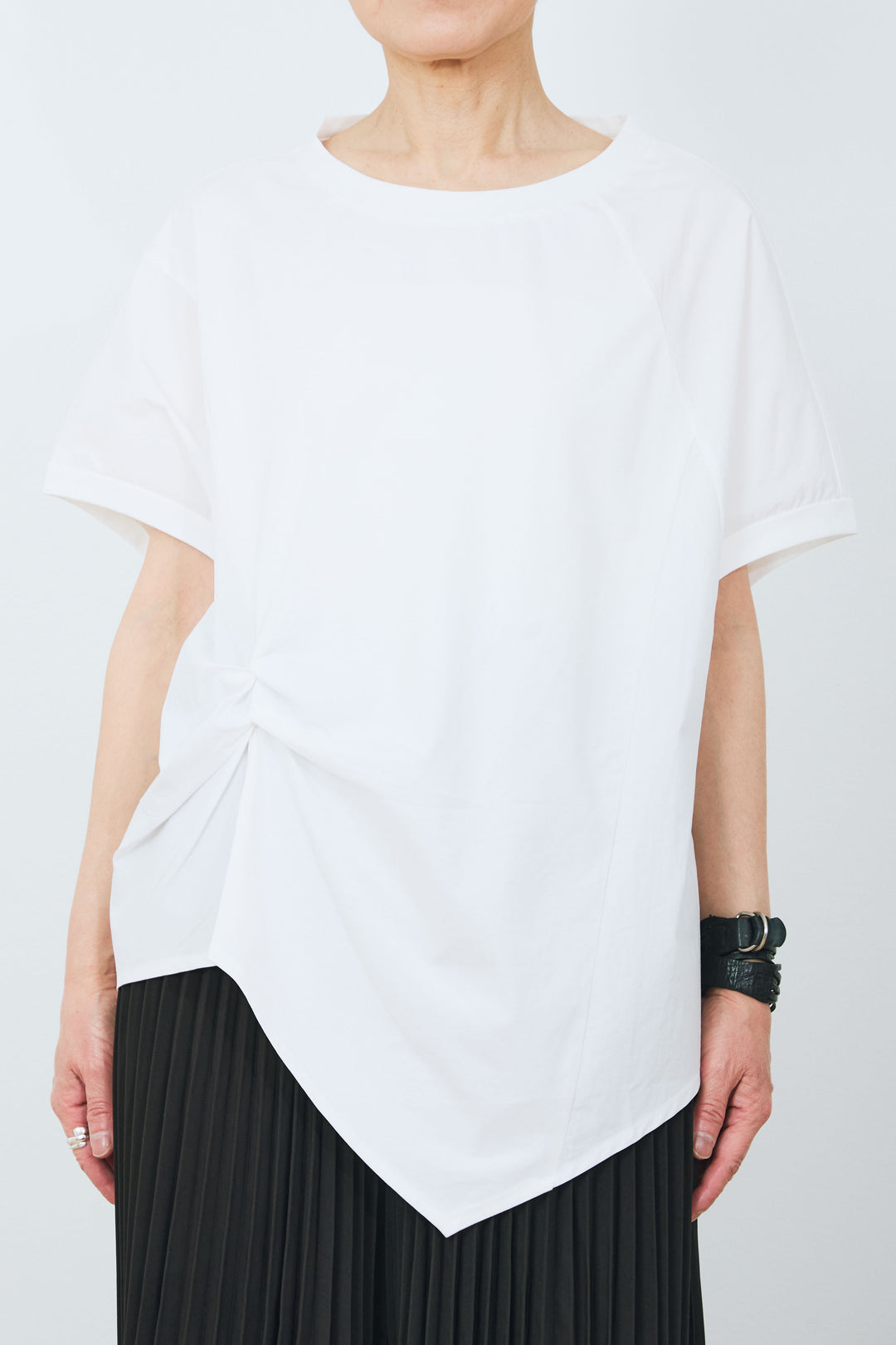 【SET】ツイストアシンメトリートップス+シアーダブルテーラードジャケット+インディアンコットンカットワークレーススカート(3set)