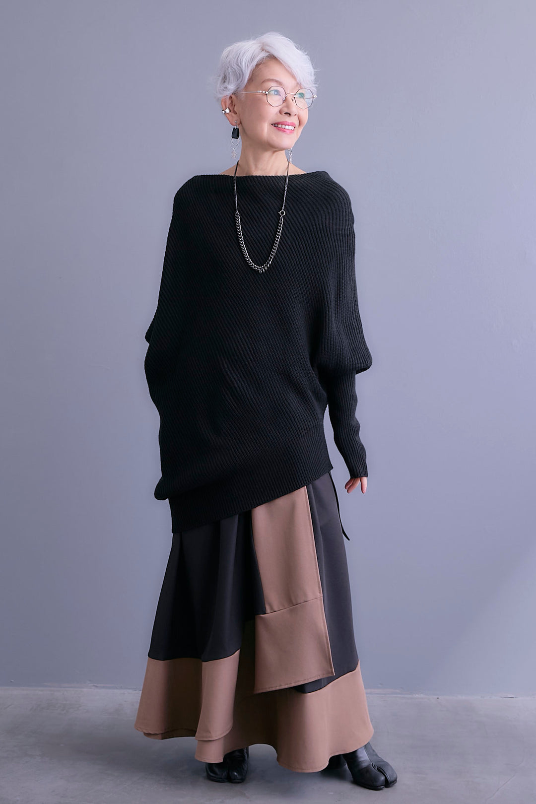 【予約】アシンメトリーボートネックドルマンニット