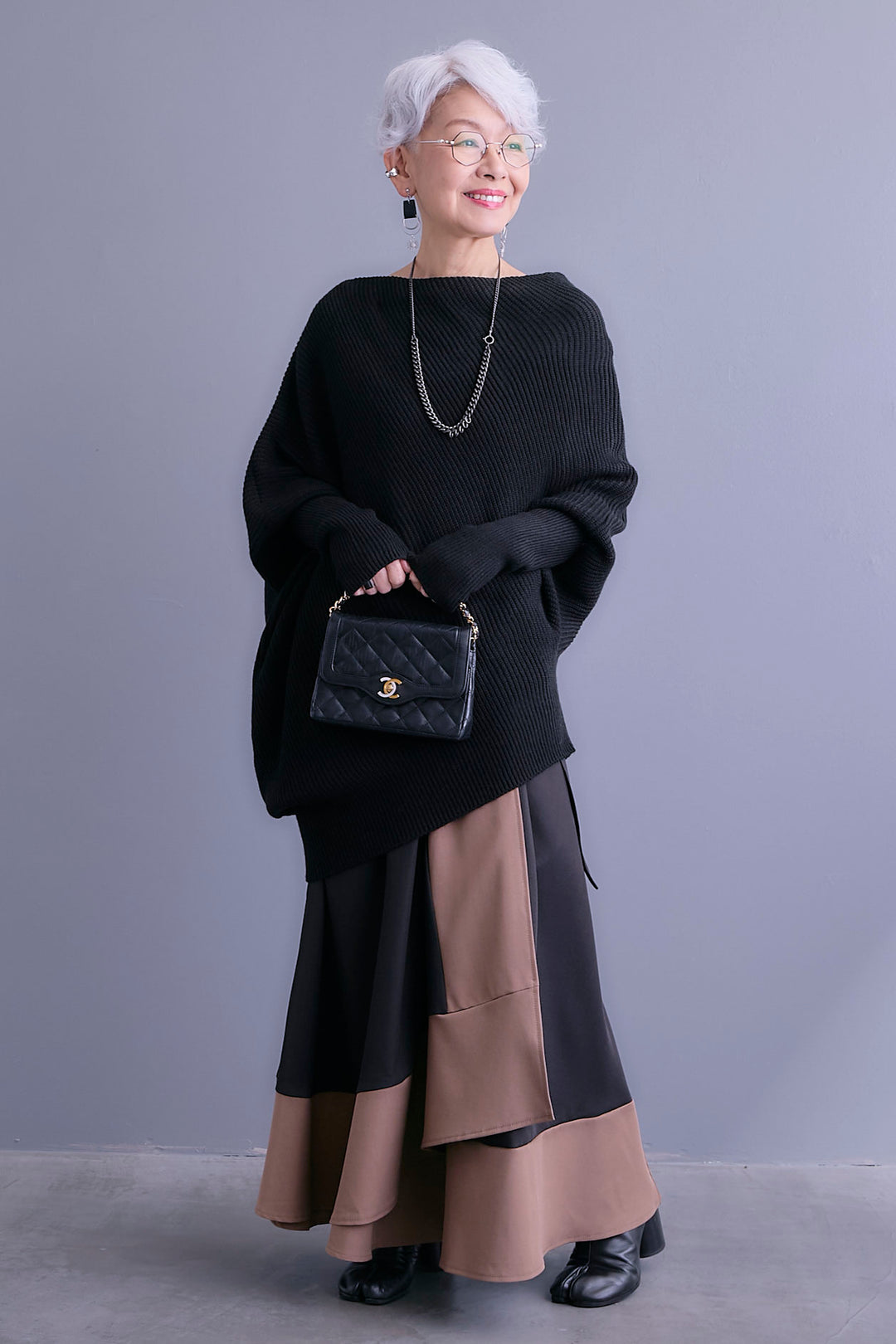 【予約】アシンメトリーボートネックドルマンニット