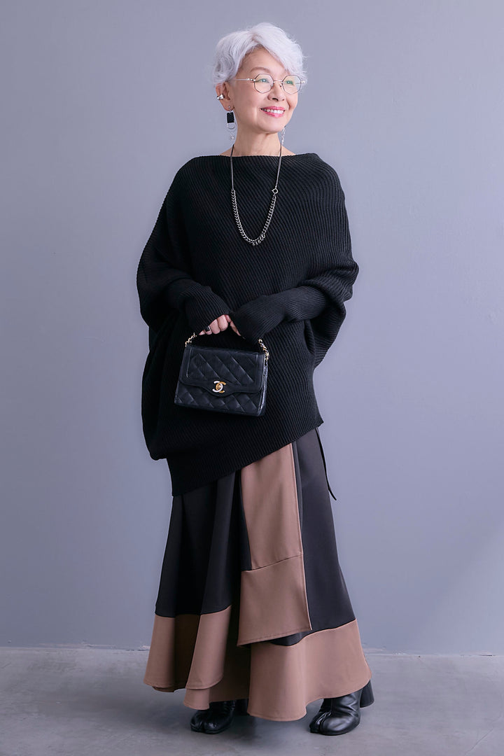 【予約】アシンメトリーボートネックドルマンニット