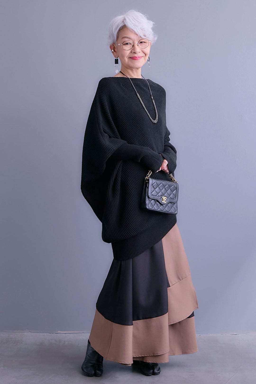 【予約】アシンメトリーボートネックドルマンニット