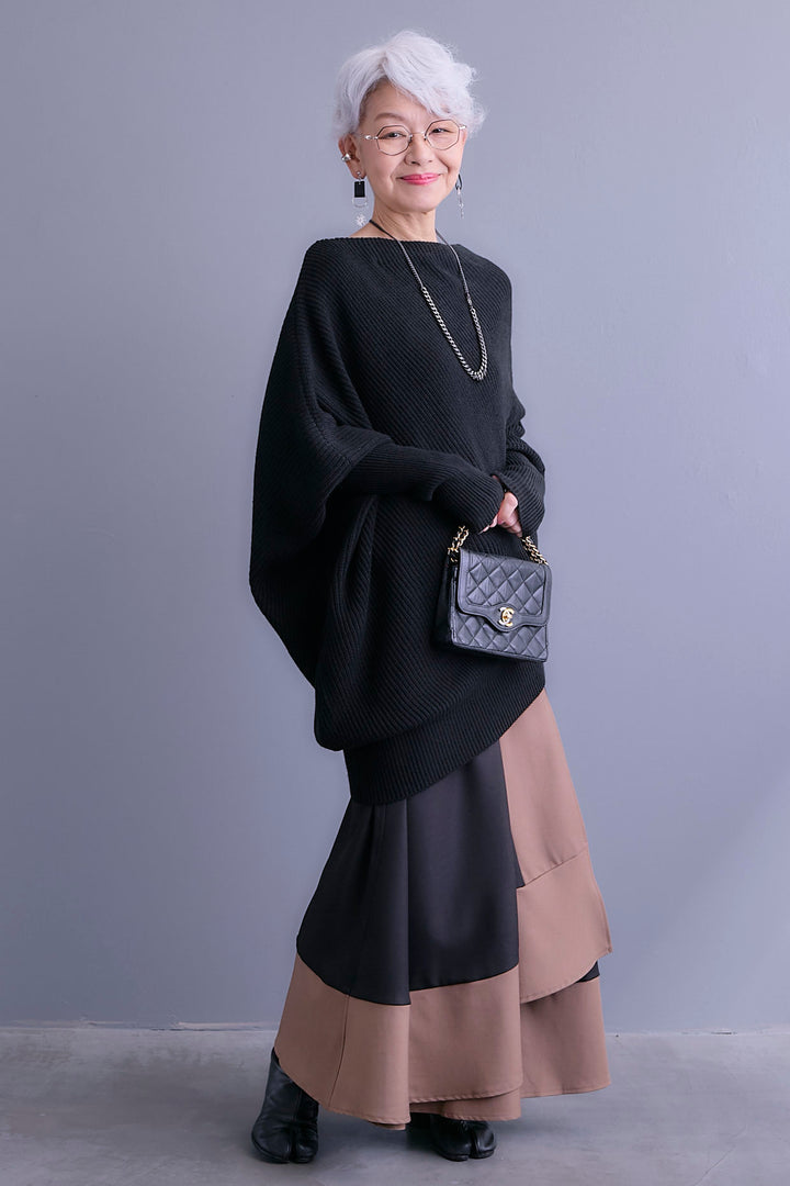 【予約】アシンメトリーボートネックドルマンニット