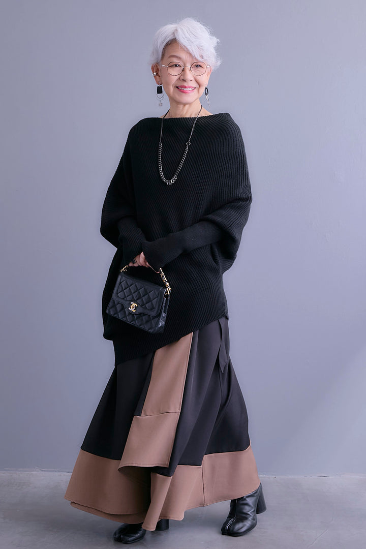 【予約】アシンメトリーボートネックドルマンニット