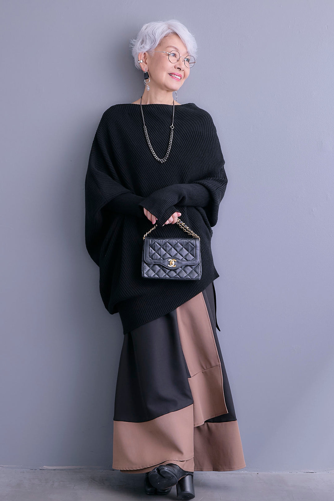 【予約】アシンメトリーボートネックドルマンニット