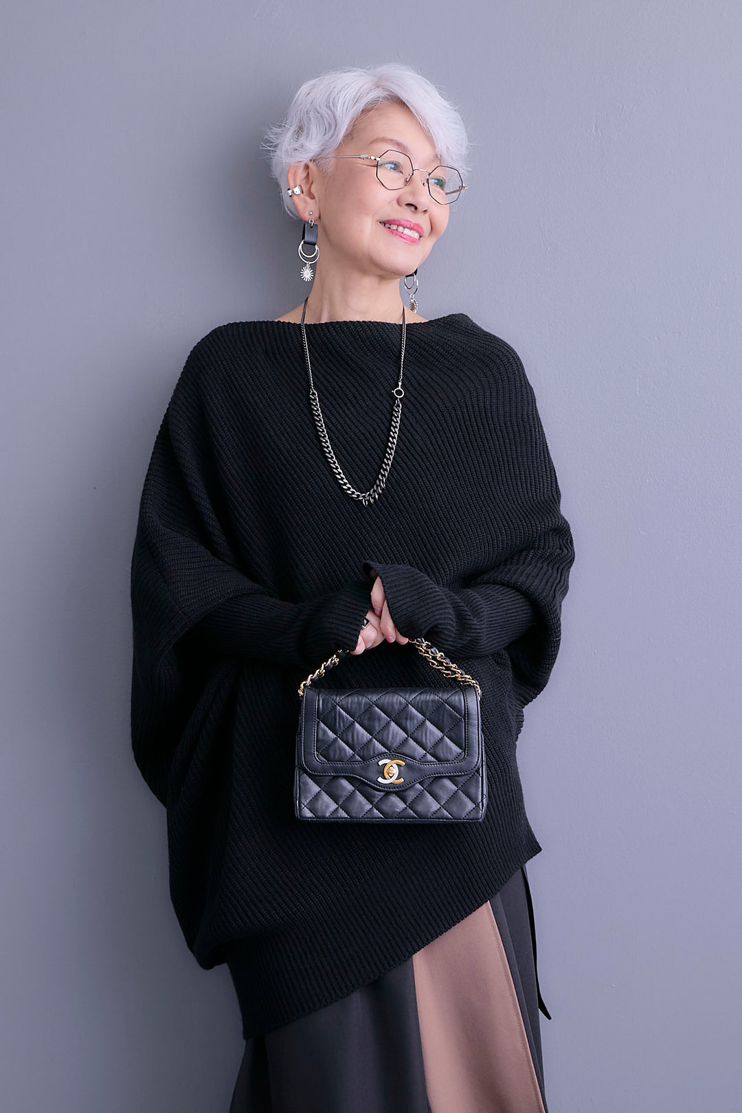 【予約】アシンメトリーボートネックドルマンニット