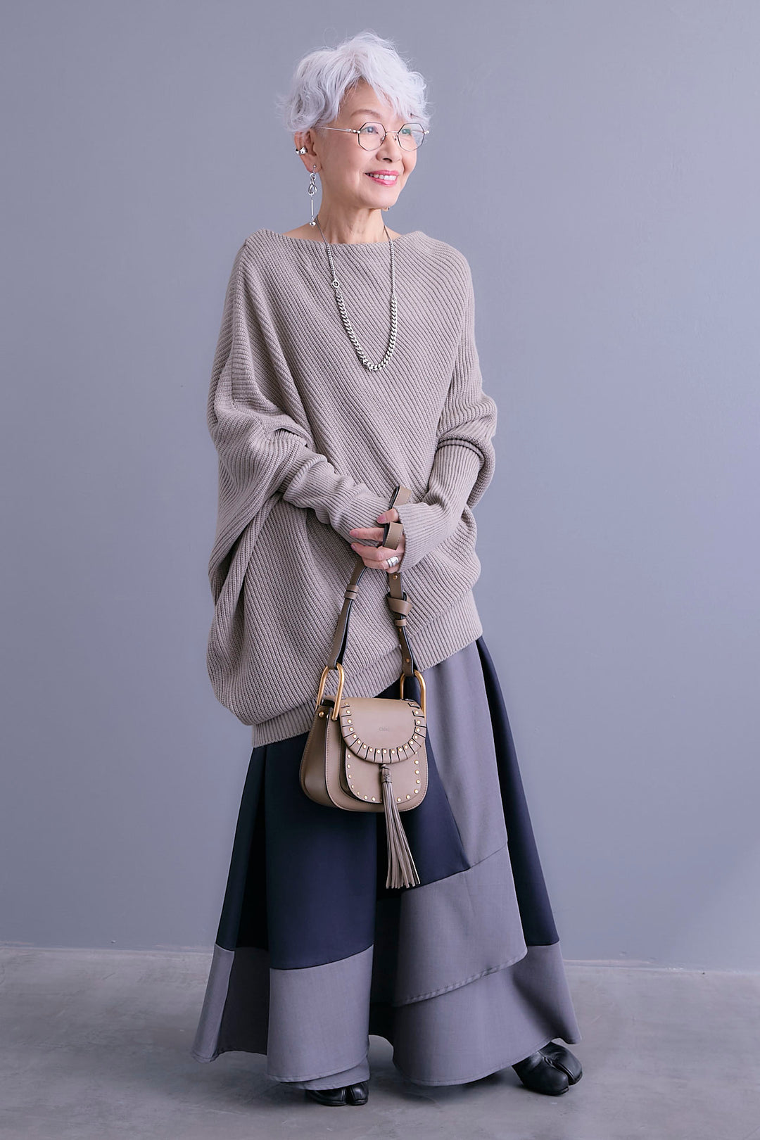 【予約】アシンメトリーボートネックドルマンニット