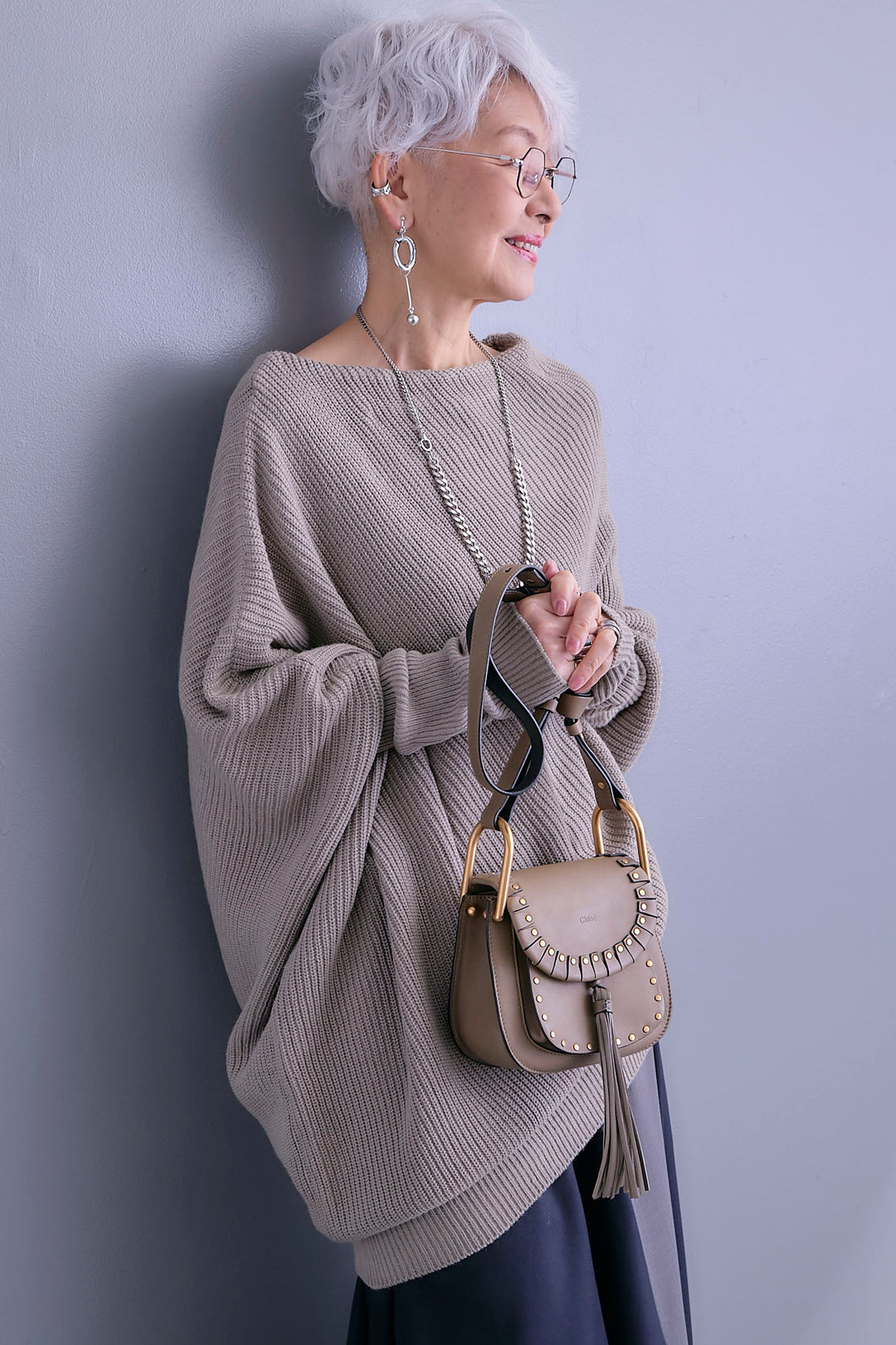 【予約】アシンメトリーボートネックドルマンニット