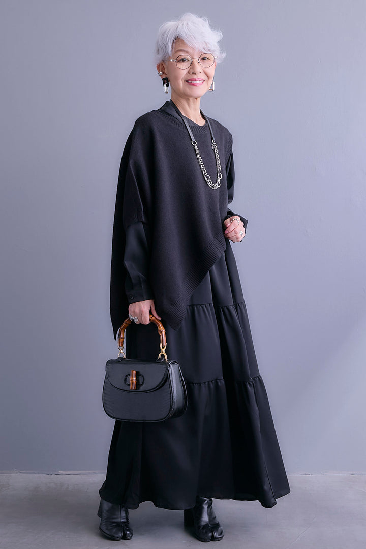 【予約】マットサテンティアードシャツワンピース