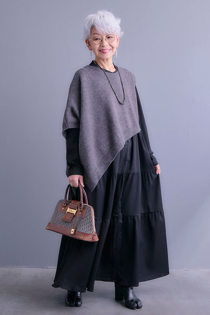 【予約】ケープライクアシンメトリーニットベスト