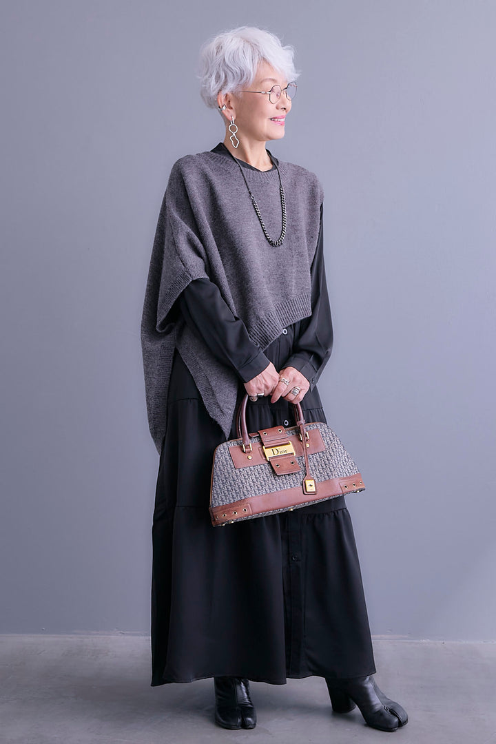 【予約】ケープライクアシンメトリーニットベスト