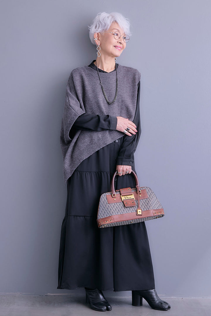 【予約】ケープライクアシンメトリーニットベスト