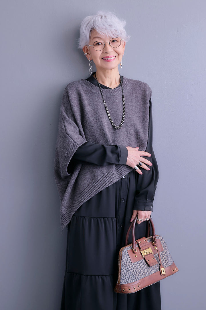 【予約】ケープライクアシンメトリーニットベスト