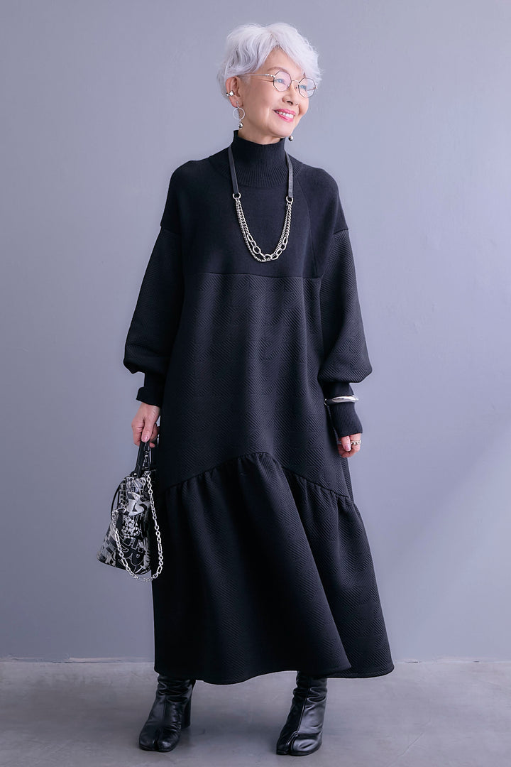 【予約】ジャガードニットコンビワンピース