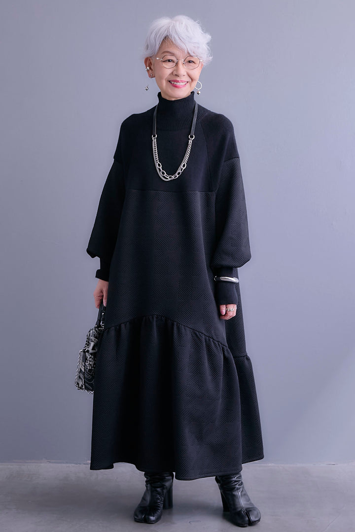 【予約】ジャガードニットコンビワンピース