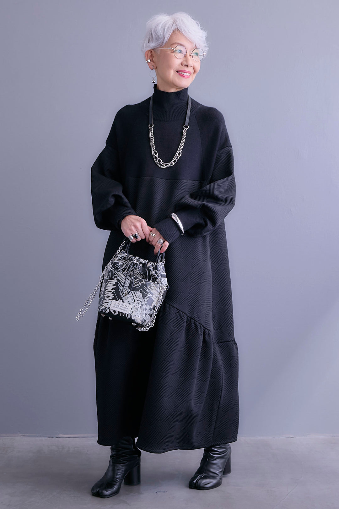 【予約】ジャガードニットコンビワンピース