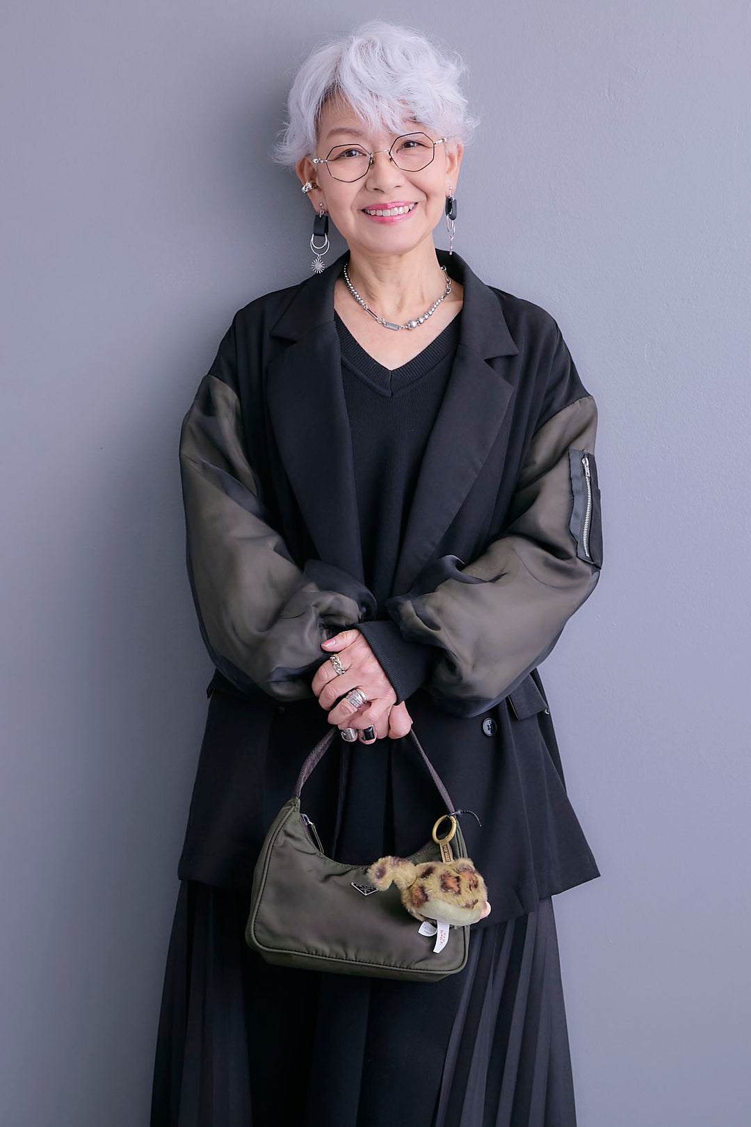 【SET】チュールレイヤードMA-1ジャケット+ZIPポケットサイドプリーツニットワンピース(2set)