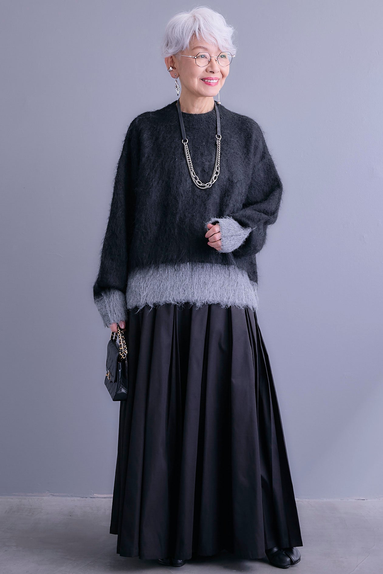 予約】バイカラーモヘアシャギーニット – AIJAN