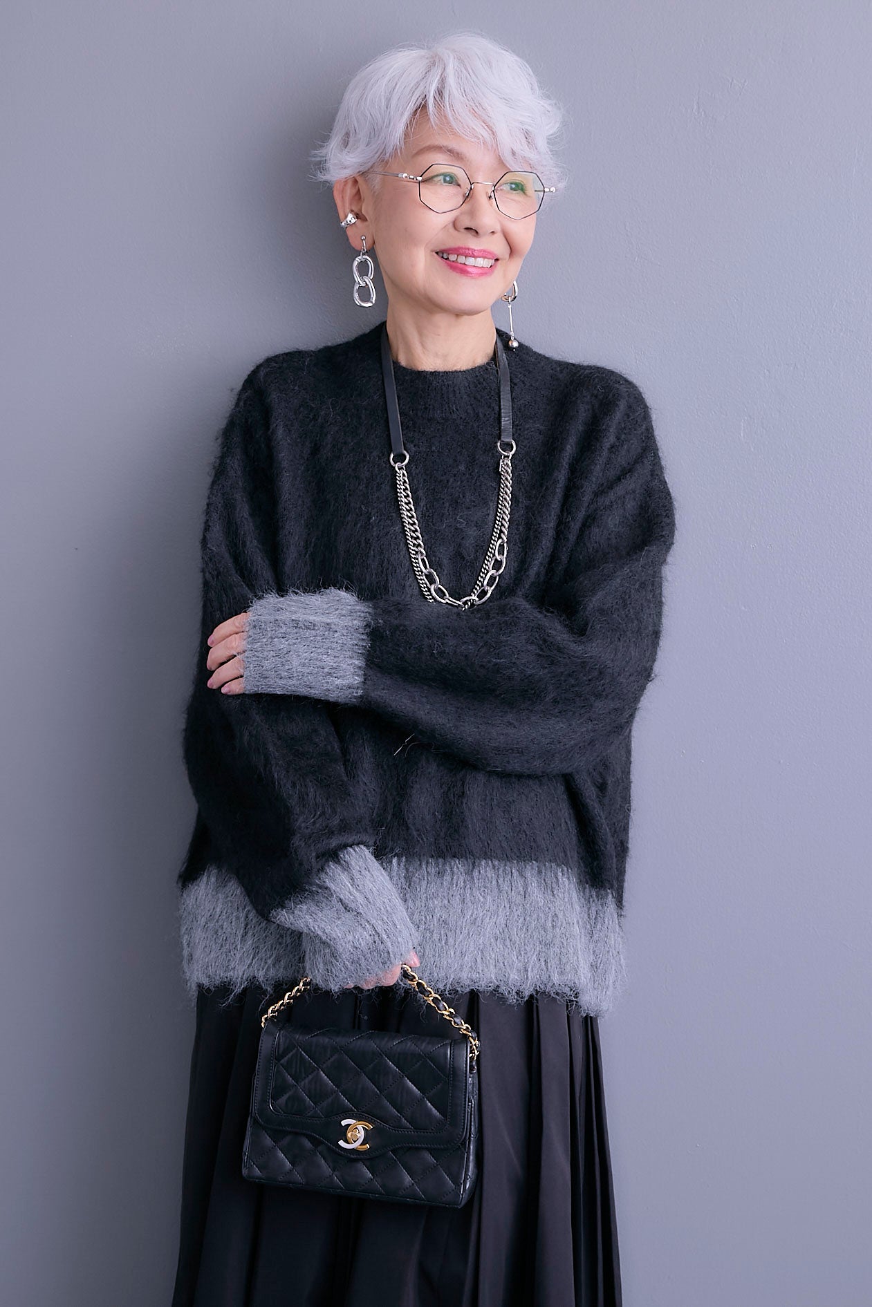 予約】バイカラーモヘアシャギーニット – AIJAN