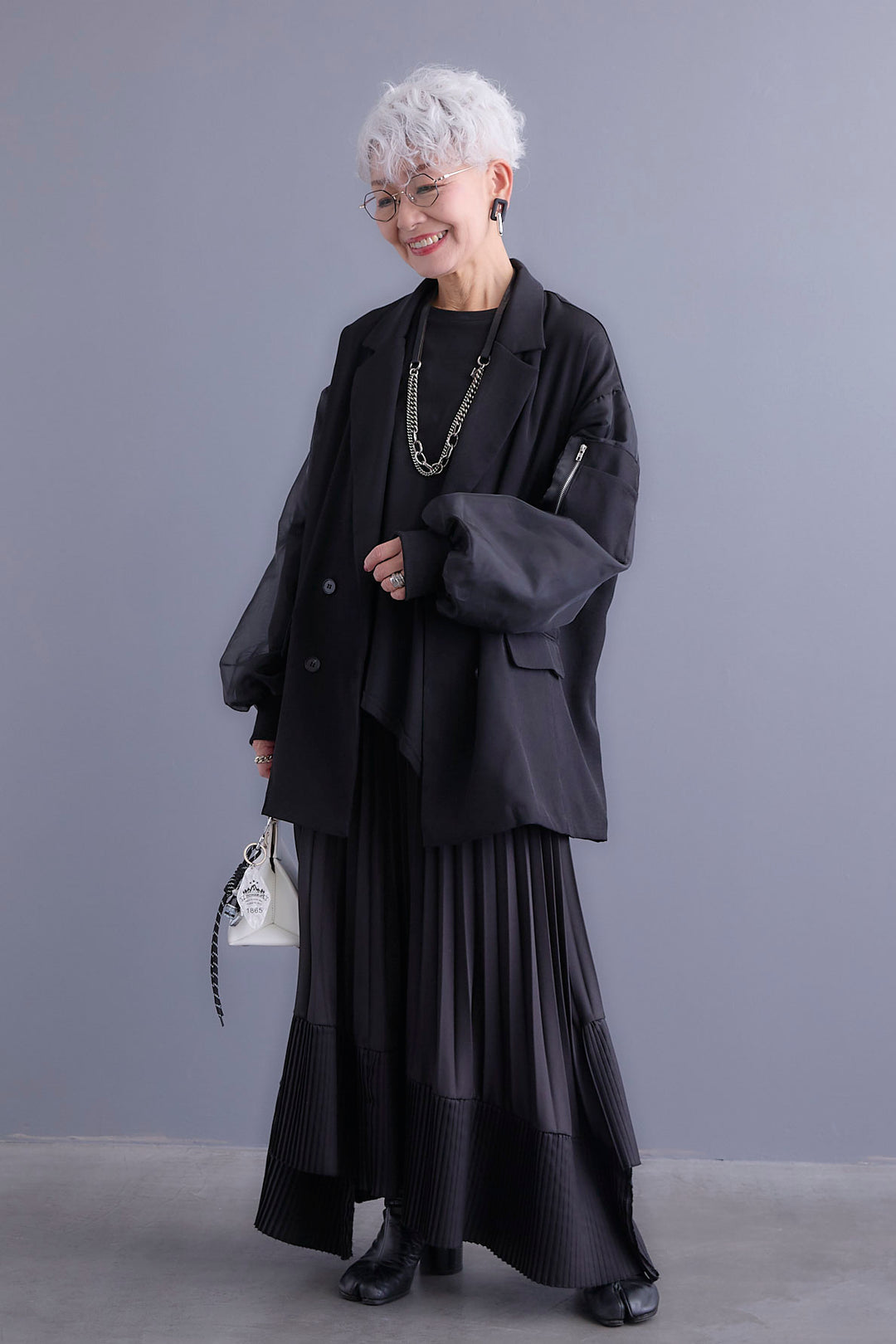 【SET】チュールレイヤードMA-1ジャケット+アシンメトリーロンT(2set)