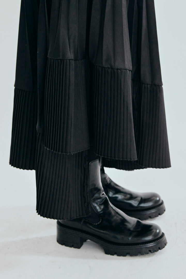 【SET】バックロングドルマンブルゾン+アシンメトリープリーツスカート(2set)