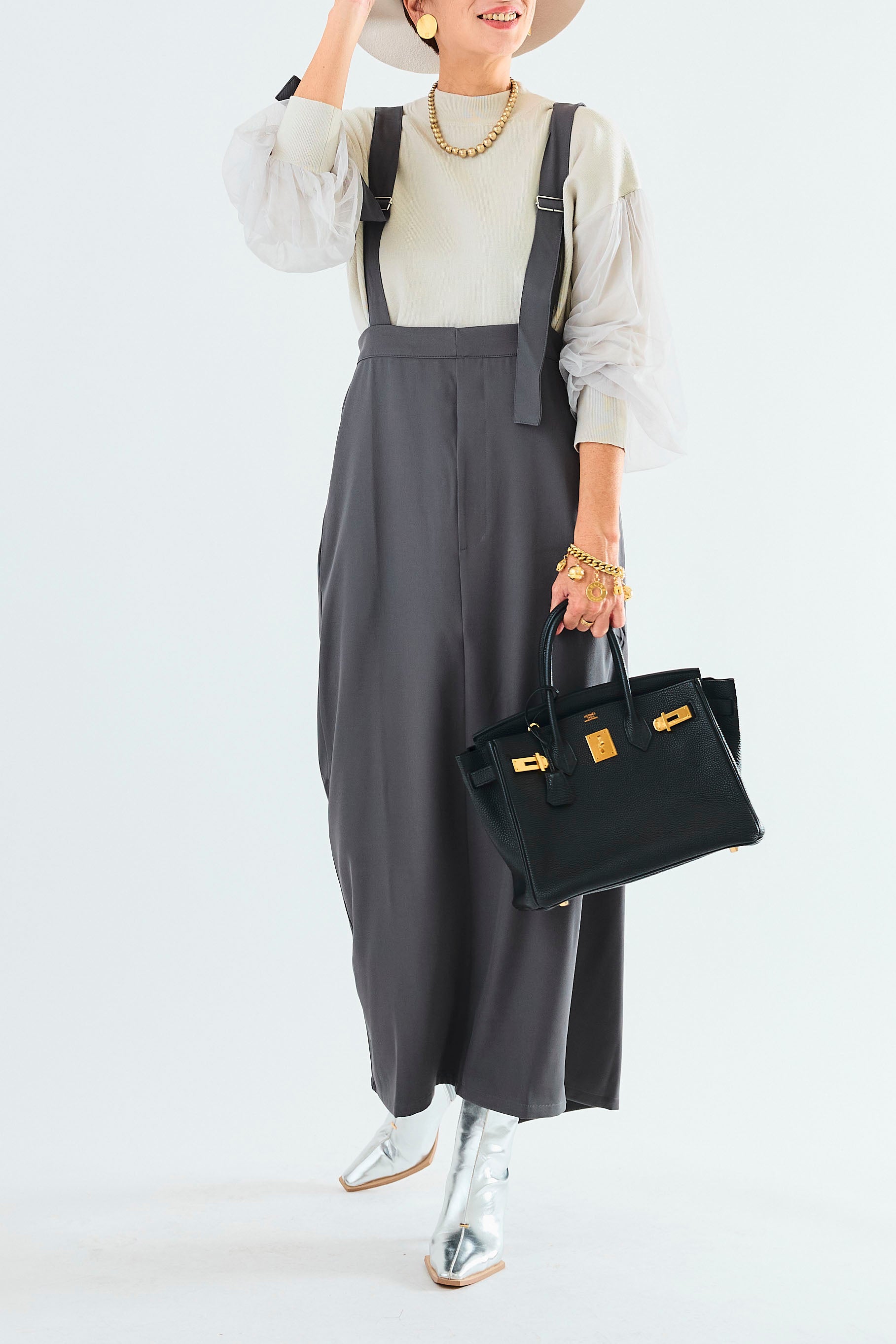 即納】Iラインサロペットワンピース – AIJAN